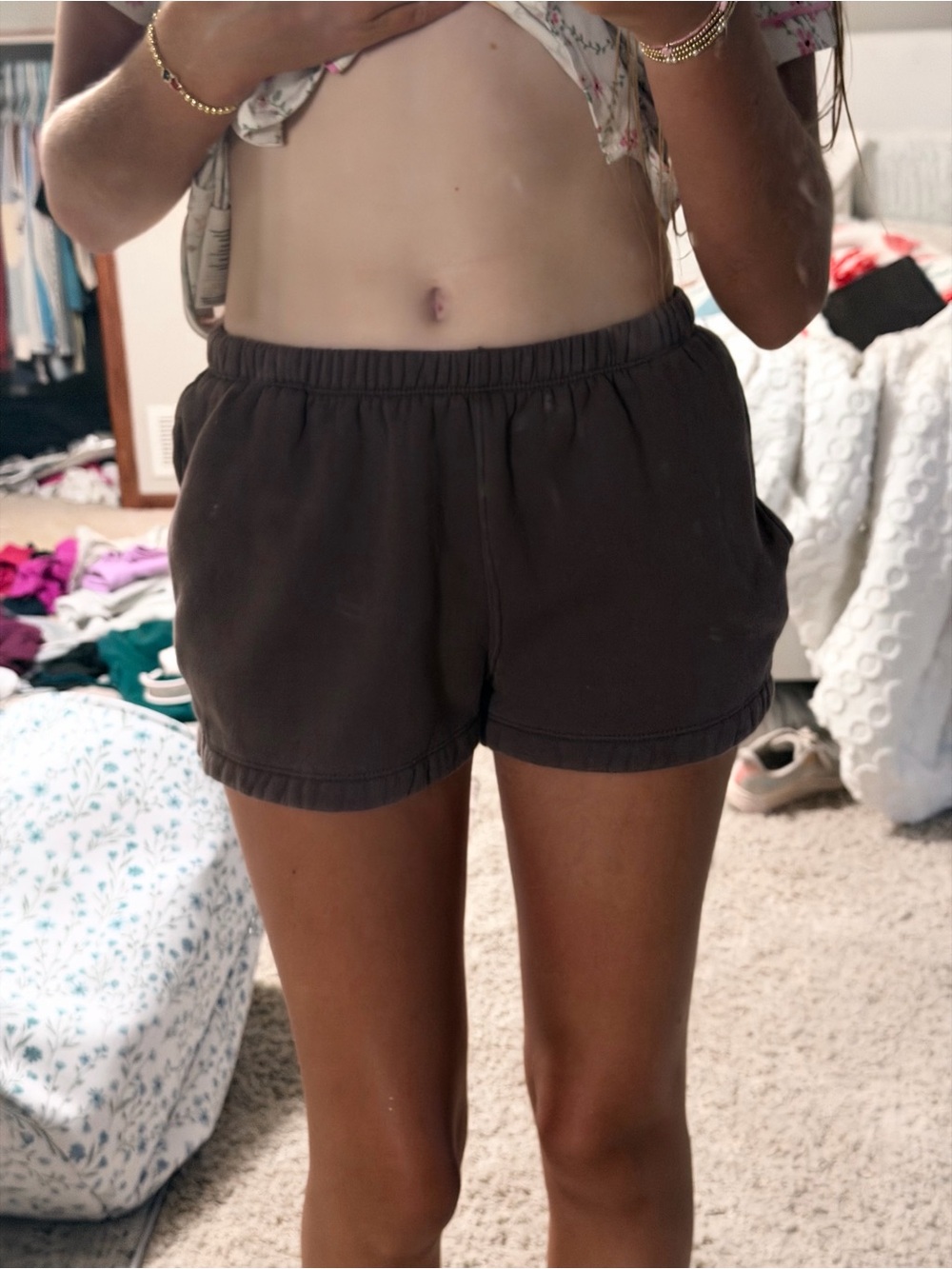 wild fable Charcoal Elastic-Waist Athletic Shorts